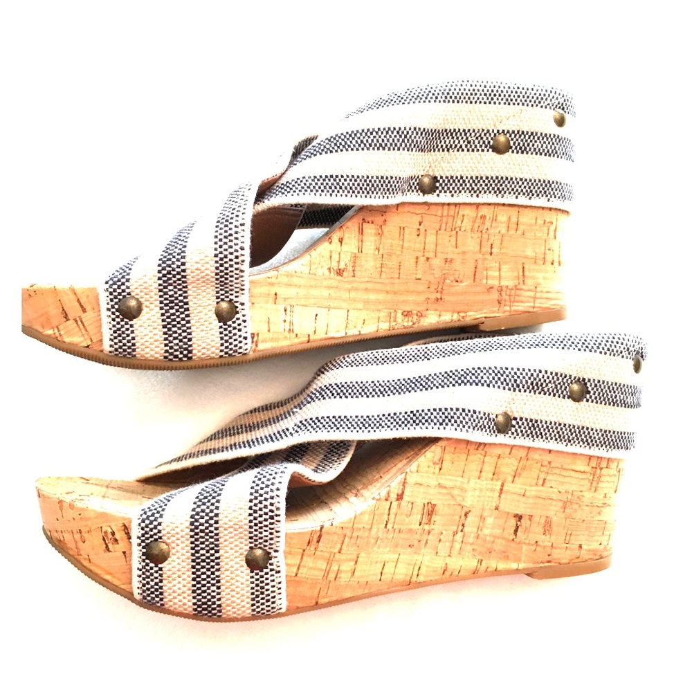Lucky Brand Miller Striped Wedge Heels Shoes